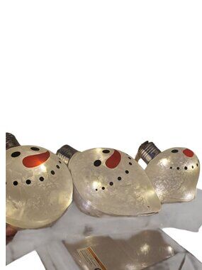 Gerson International Lighted Frosted Snowman Face Christmas Bulb Decorations